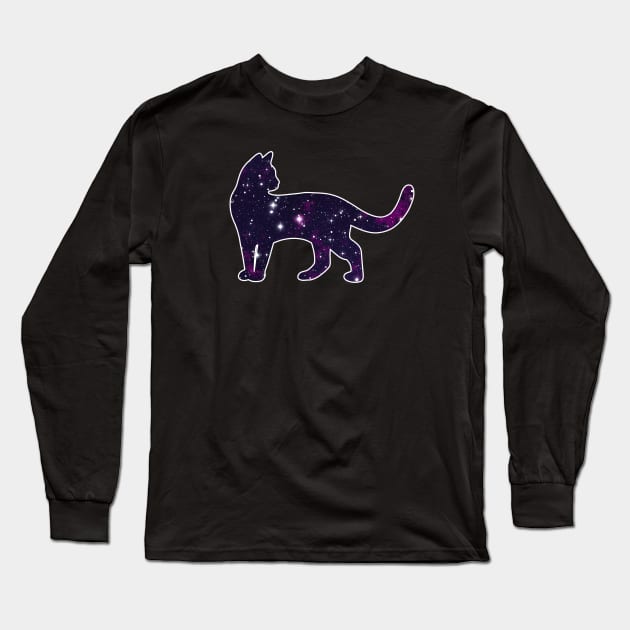 Galaxy Cat Long Sleeve T-Shirt by Kelly Louise Art